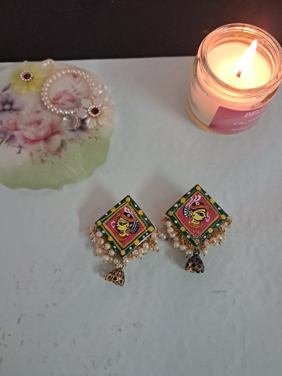 Pattachitra Square Designer Earrings